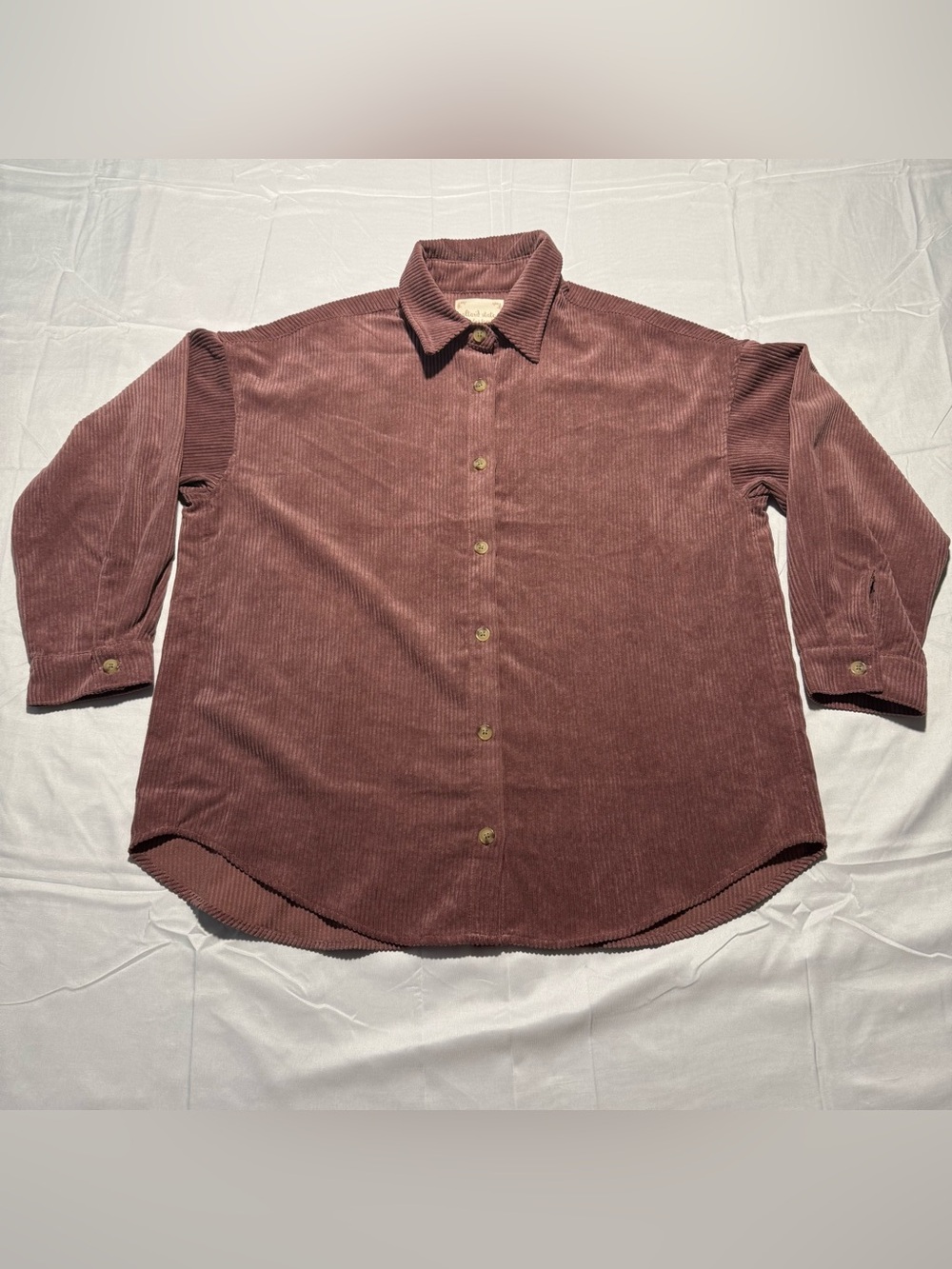 Altar’d State Oversized Corduroy Button Down Shirt Shacket Sz Large Long Sleeve
